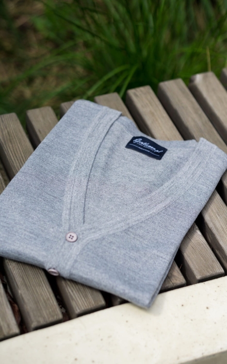 Kardigan Rozpinany Szary Jasny Merino/Acryl
