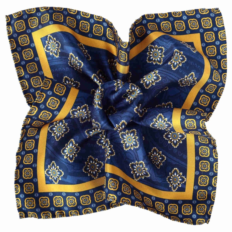 Poszetka Jedwabna Żółty Ornament