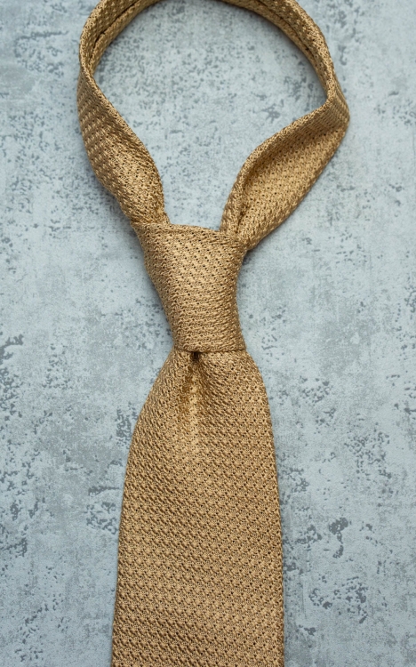 KRAWAT Z GRENADYNY BEŻOWY (Garza Grossa)