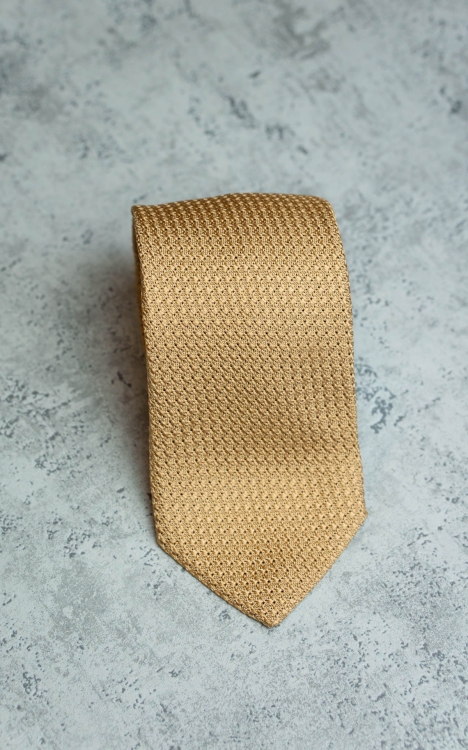 KRAWAT Z GRENADYNY BEŻOWY (Garza Grossa)