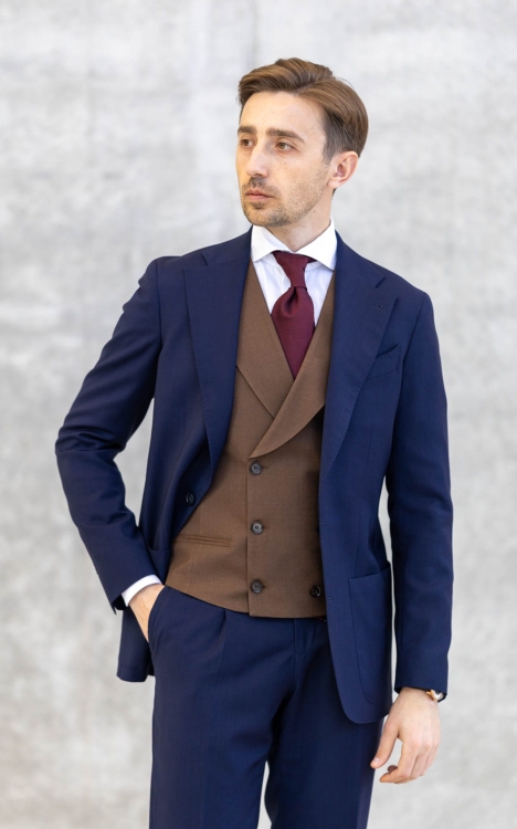 Kamizelka Dwurzędowa Brązowa Zenia