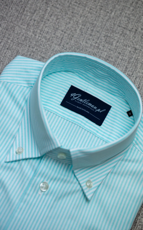 Koszula Bawełniana Prążek Miętowy Oxford OCBD