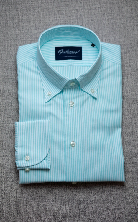 Koszula Bawełniana Prążek Miętowy Oxford OCBD