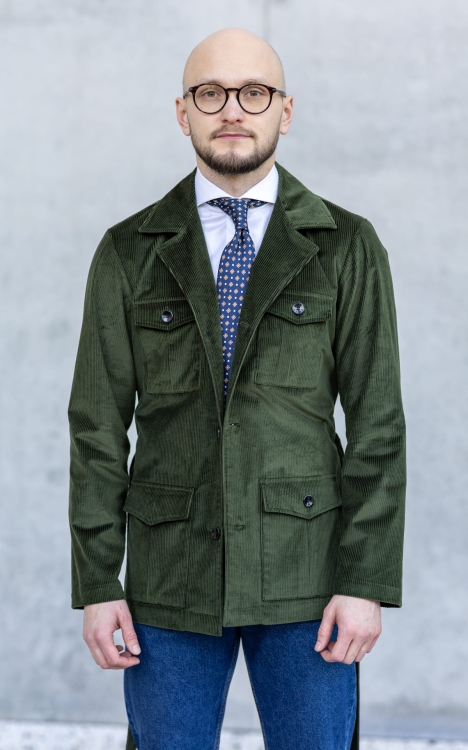 Kurtka Safari Zielony Sztruks