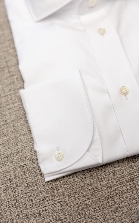 Bawełniana Koszula Biały Twill Włoski Kołnierzyk