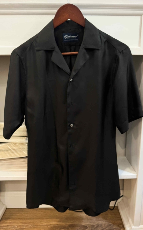 Koszula 100% jedwab kubański kołnierzyk czarna