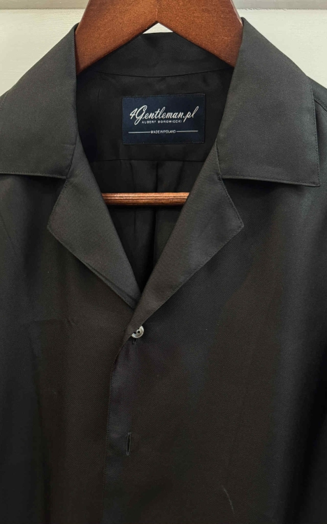 Koszula 100% jedwab kubański kołnierzyk czarna