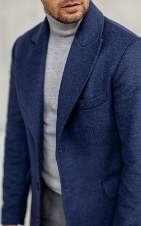 Płaszcz Wełniany Granat