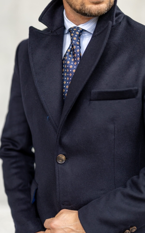 Płaszcz Wełniany Granatowy