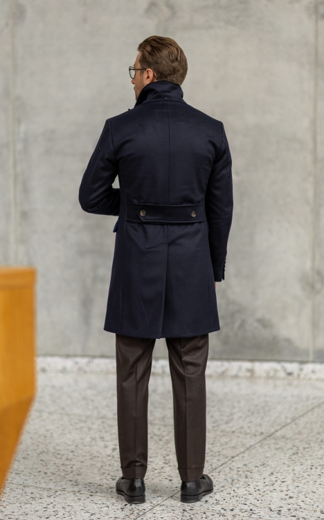 Płaszcz Wełniany Granatowy