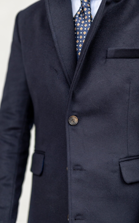 Płaszcz Wełniany Granatowy