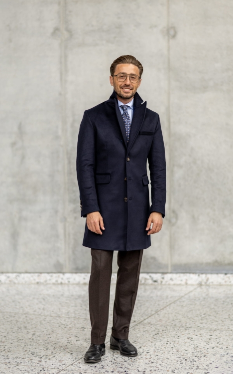 Płaszcz Wełniany Granatowy