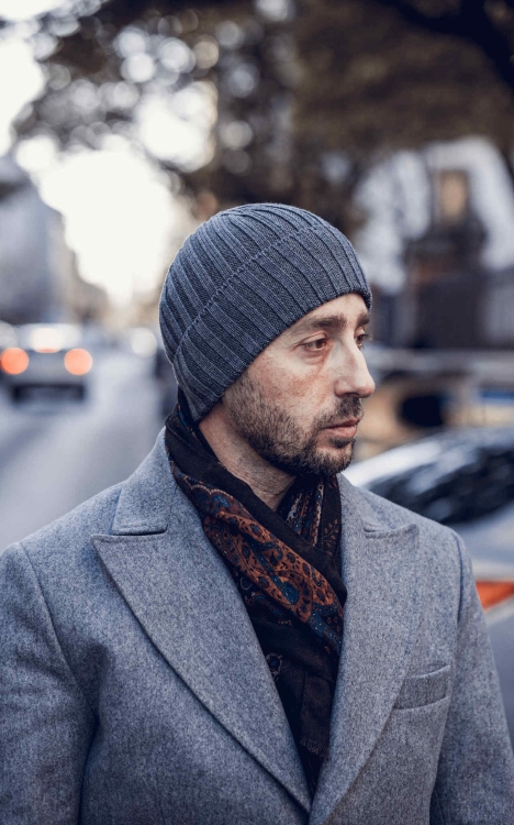 Czapka męska z wełny merino 100% szara – polskie wykonanie