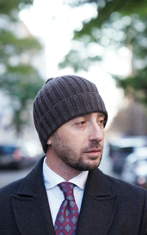 Czapka męska z wełny merino 100% brązowa – polskie wykonanie