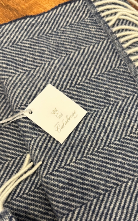 Szal jodełka granat Calabrese 1924, 100% wełna