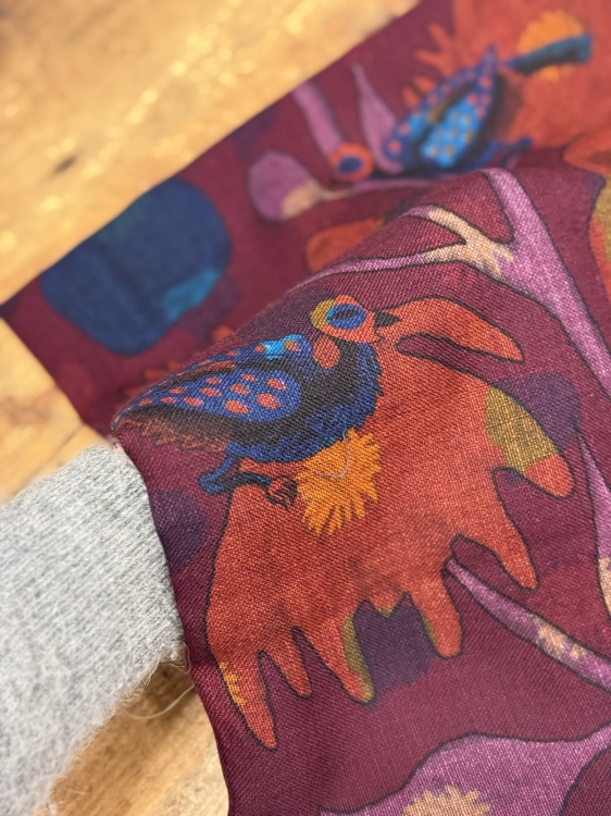 Szal Parsifal dwustronny burgundowy Calabrese 1924, 100% wełna jagnięca