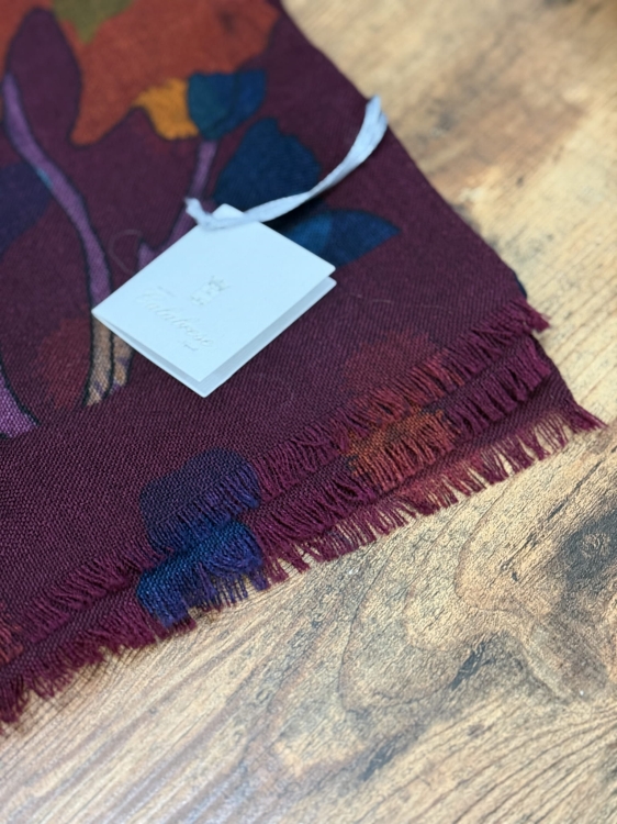 Szal Parsifal dwustronny burgundowy Calabrese 1924, 100% wełna jagnięca