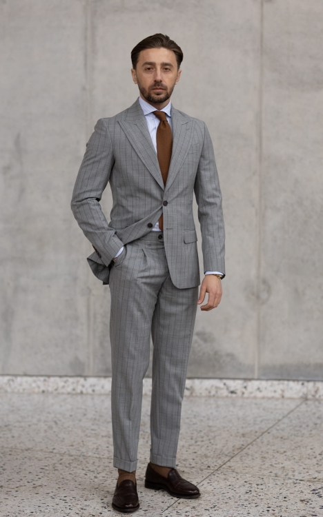 Daytona grey suit in a subtle pinstripe