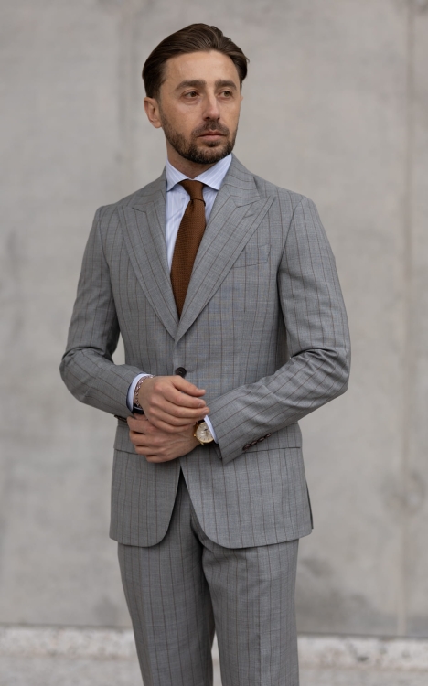 Daytona grey suit in a subtle pinstripe