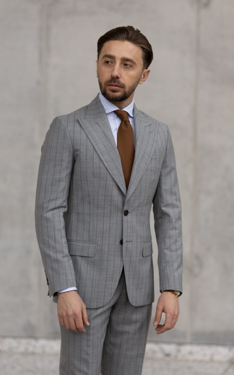 Daytona grey suit in a subtle pinstripe