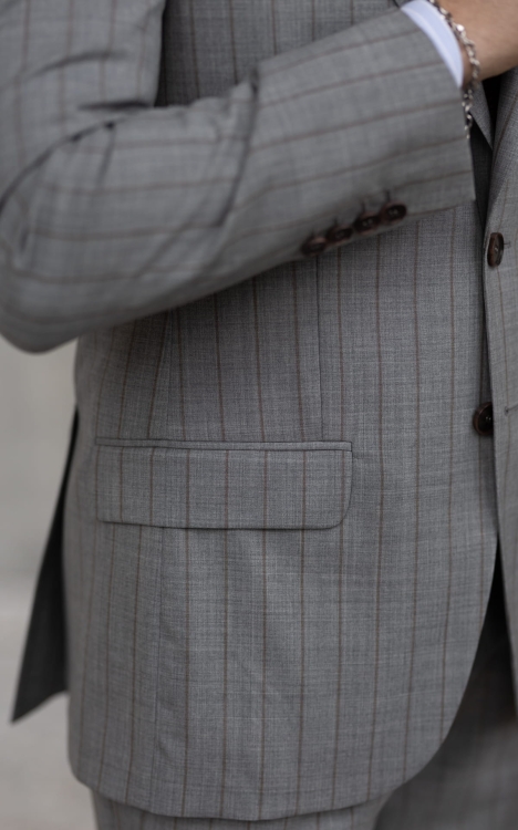 Daytona grey suit in a subtle pinstripe