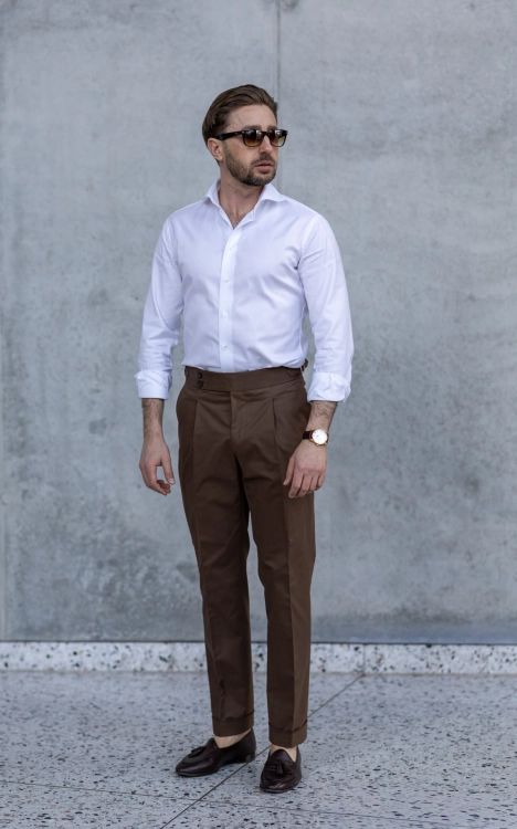 Spodnie bawełniane Modena Brąz