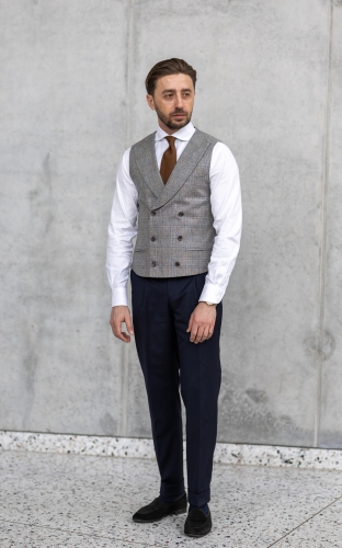 Kamizelka Dwurzędowa Monte Carlo Jedwab/Wełna