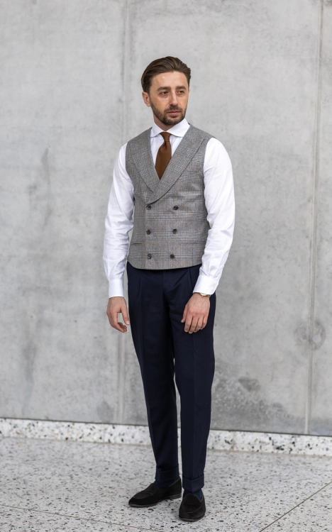 Kamizelka Dwurzędowa Monte Carlo Jedwab/Wełna