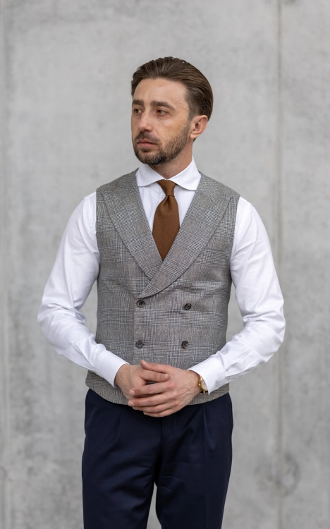 Kamizelka Dwurzędowa Monte Carlo Jedwab/Wełna