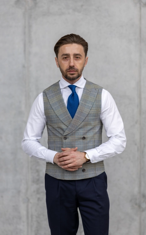 Kamizelka Dwurzędowa Como 100% Wełna