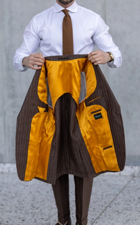 Garnitur Lniany Brązowy Prażek