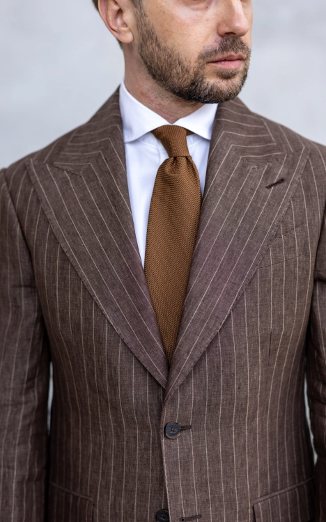 Garnitur Lniany Brązowy Prażek