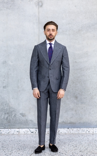 Garnitur Lniany Szary Prażek