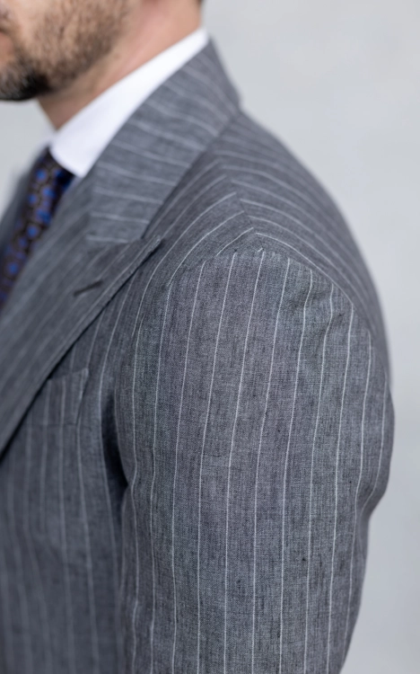 Garnitur Lniany Szary Prażek