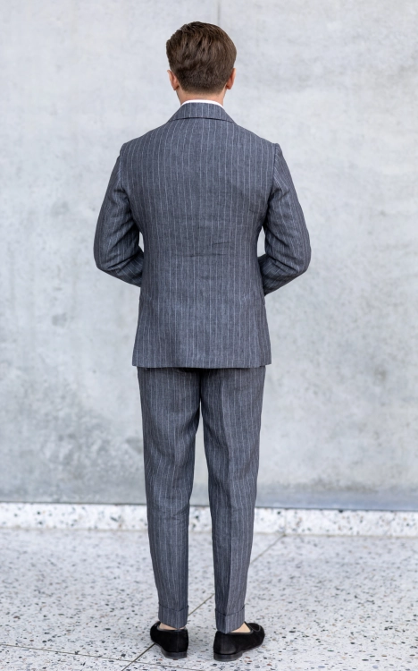 Garnitur Lniany Szary Prażek