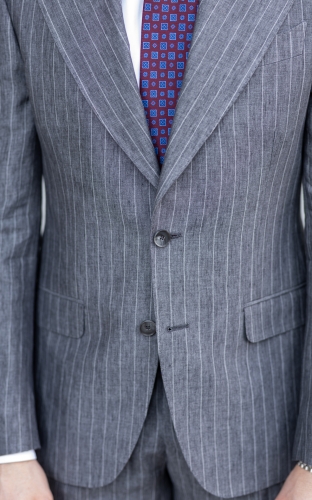 Garnitur Lniany Szary Prażek