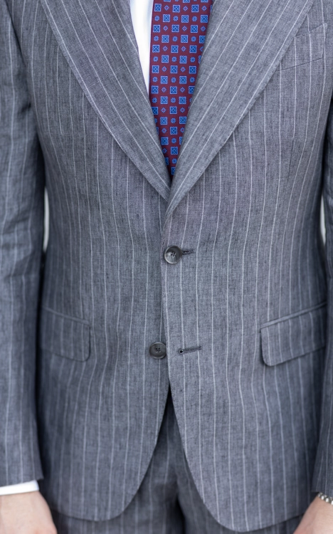 Garnitur Lniany Szary Prażek