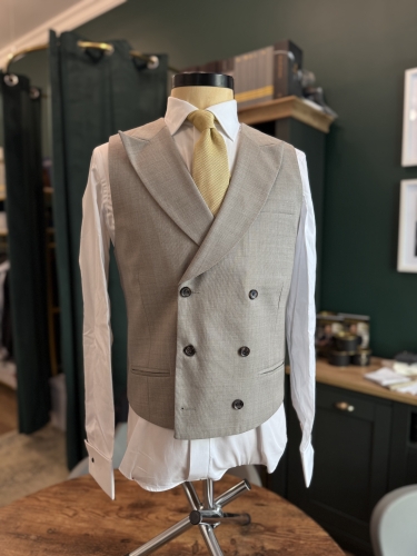 Kamizelka Dwurzędowa beżowa 100% Wełna