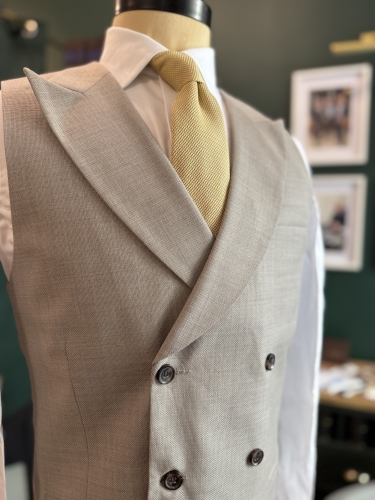 Kamizelka Dwurzędowa beżowa 100% Wełna