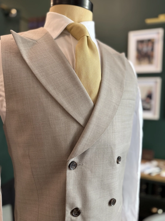 Kamizelka Dwurzędowa beżowa 100% Wełna
