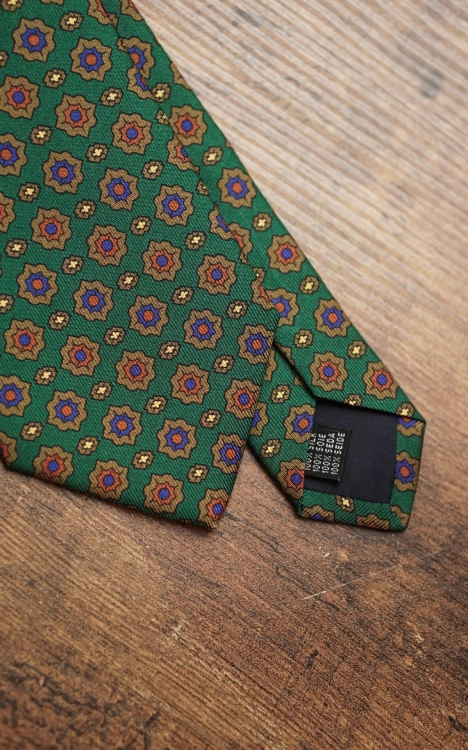 Krawat z Jedwabiu Zielony w orientalne wzory