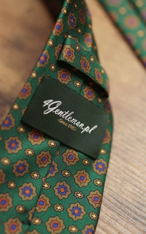 Krawat z Jedwabiu Zielony w orientalne wzory