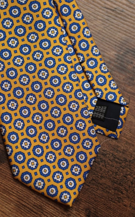 Krawat z Jedwabiu Żółty we wzory