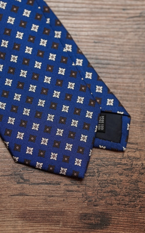 Krawat z Jedwabiu Niebieski we wzory
