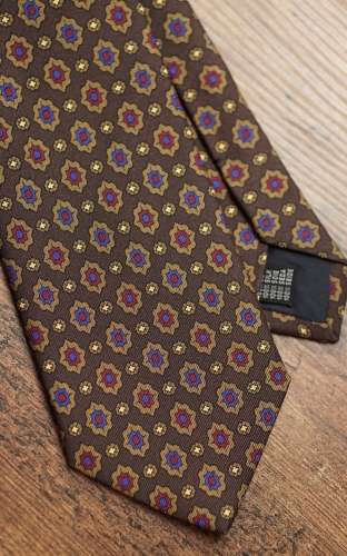 Krawat z Jedwabiu Brązowy w orientalne wzory