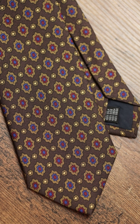 Krawat z Jedwabiu Brązowy w orientalne wzory