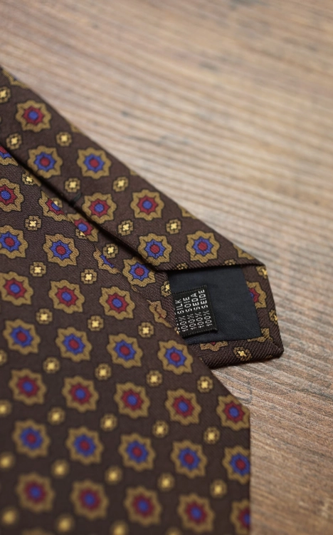 Krawat z Jedwabiu Brązowy w orientalne wzory