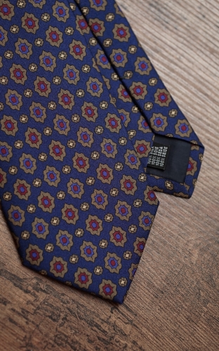 Krawat z JedwabiuGranatowy w orientalne wzory