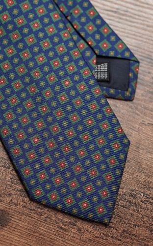 Krawat z Jedwabiu Granatowy we wzory